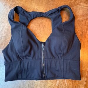 FP Movement Sports Bra Womens M Black Free Throw Front Zip Racerback Longline